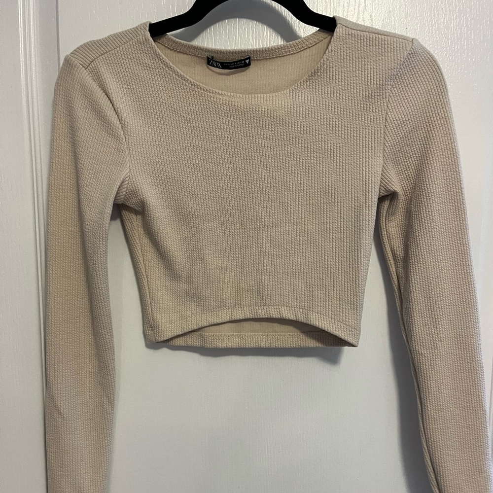 Zara Tan cropped long sleeve, Size Small, Worn Once